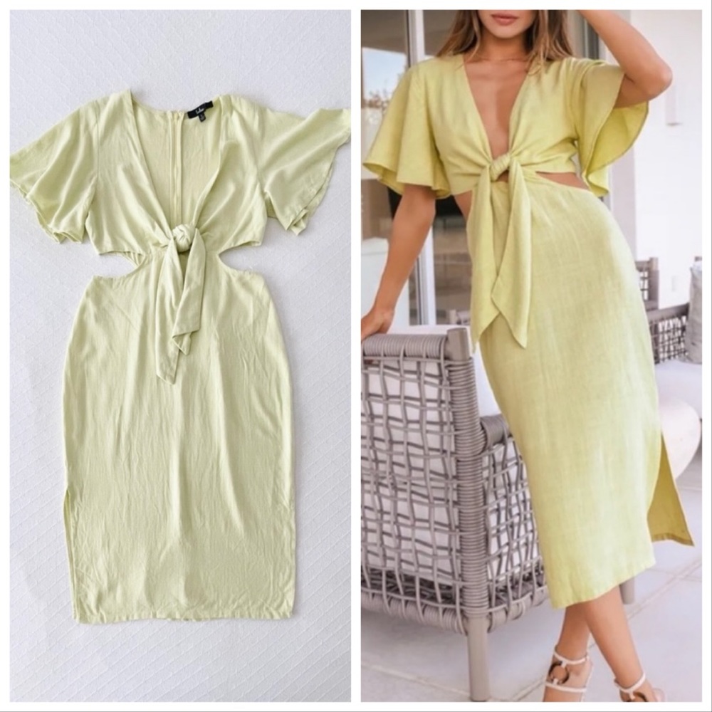 Lulu's Light Yellow/Green Midi Dress